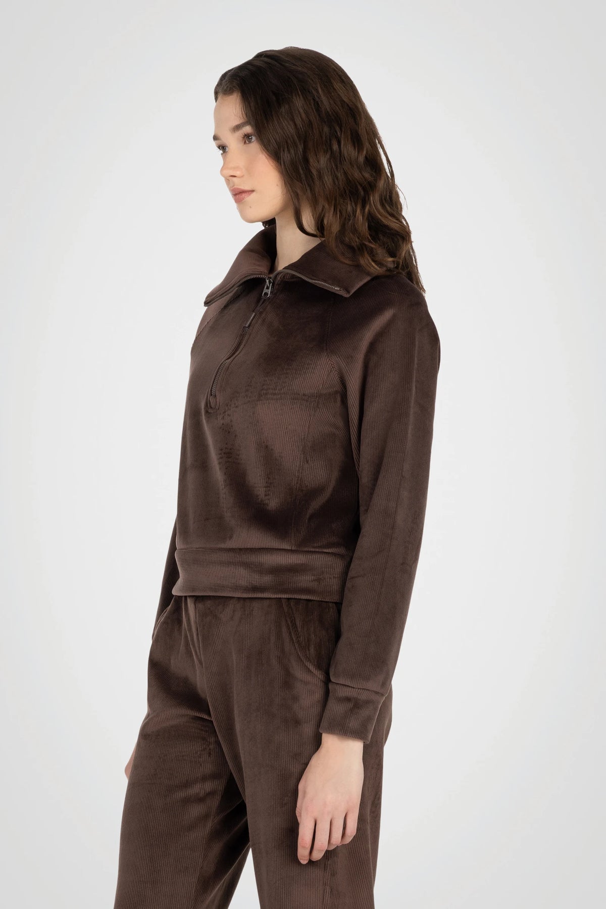 LuxeRib Velour 1/2 Zip Top