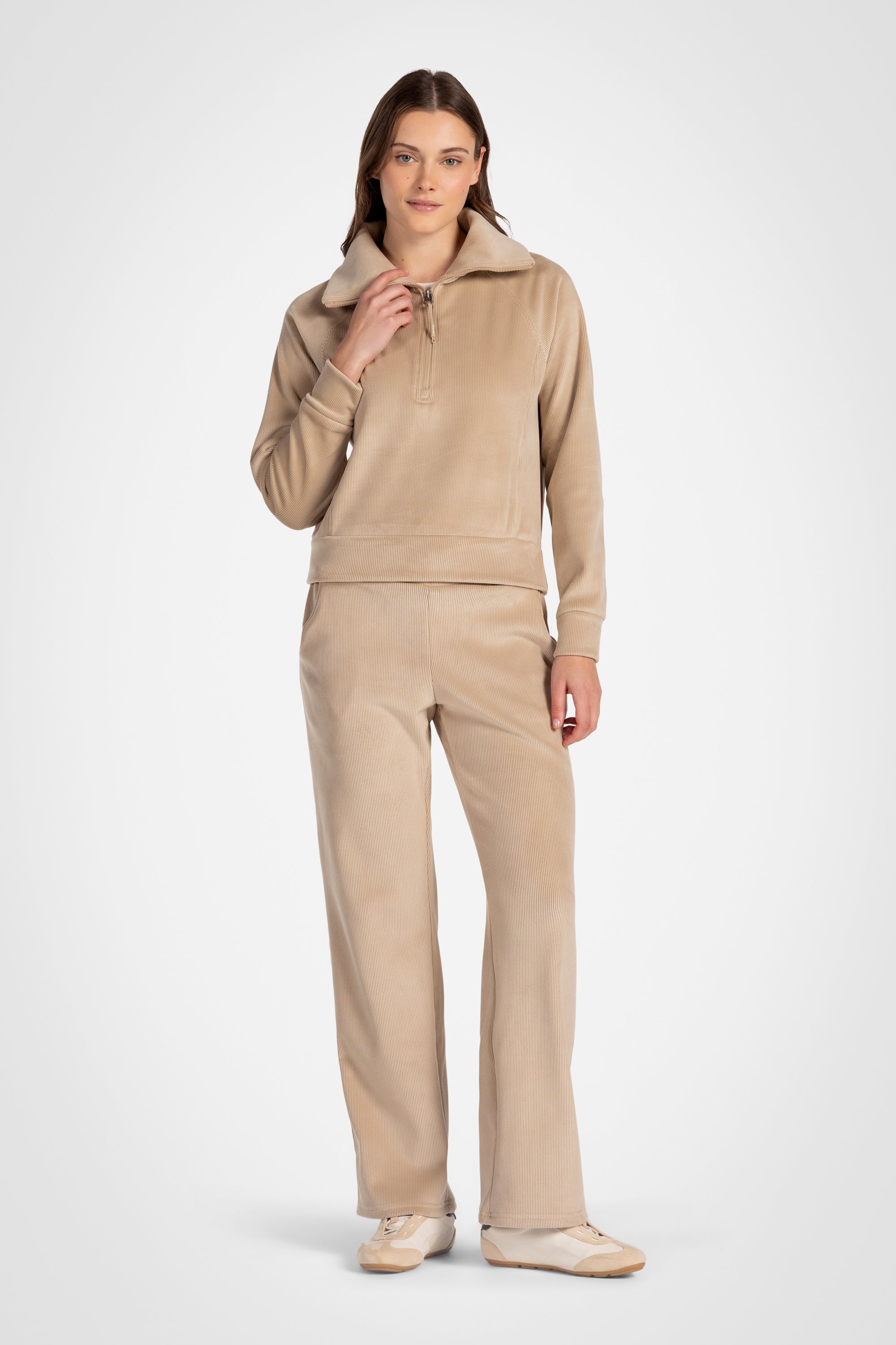 LuxeRib Velour 1/2 Zip Top