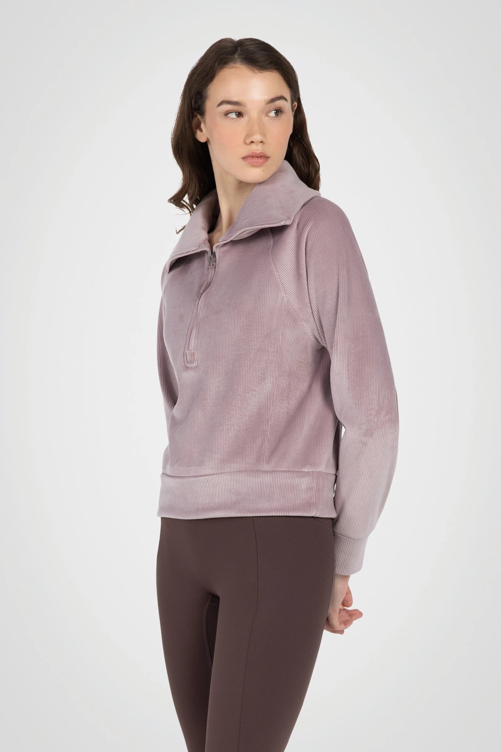 LuxeRib Velour 1/2 Zip Top