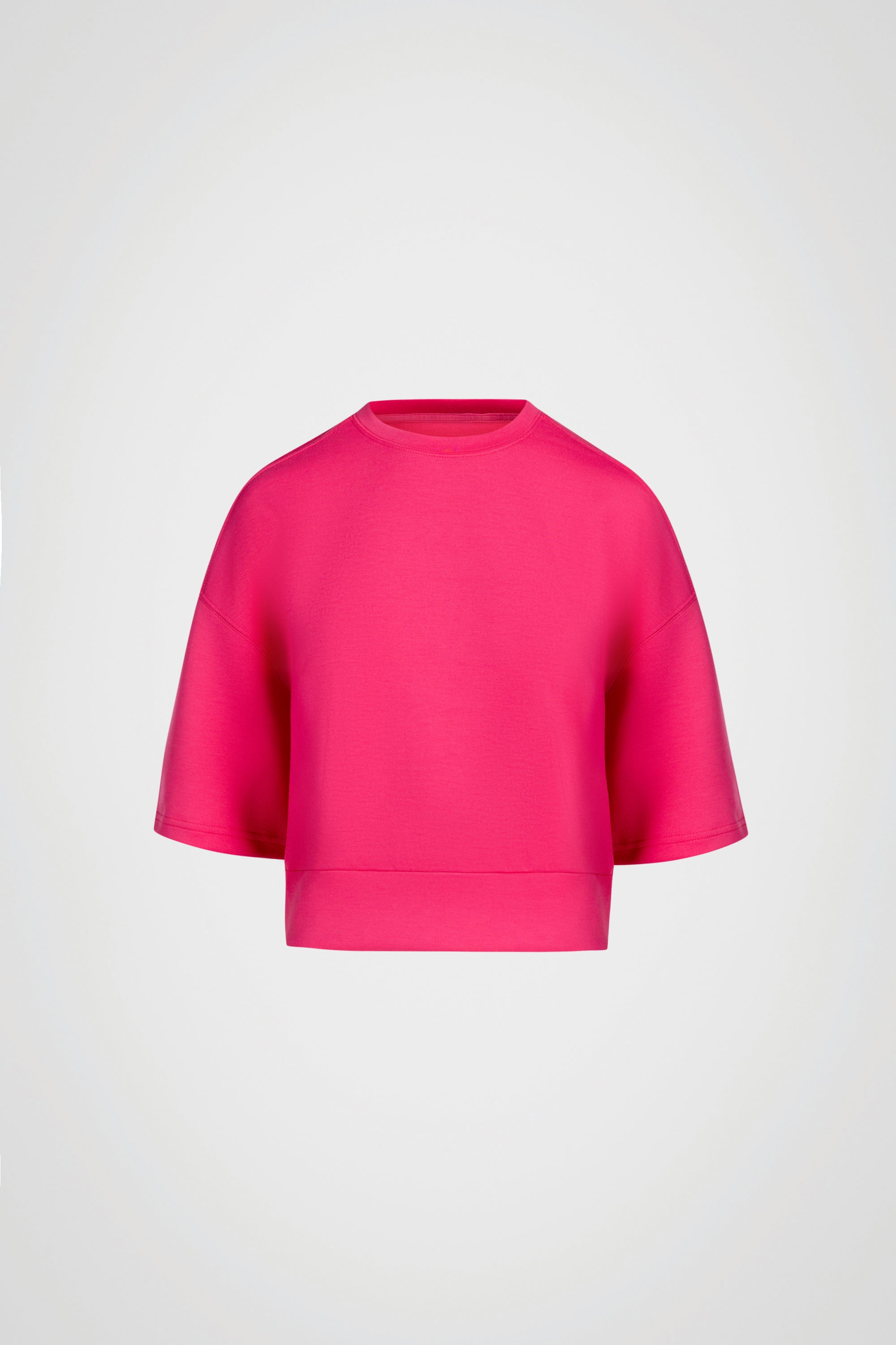 Stretch Knit Crew Neck Short Sleeve Top