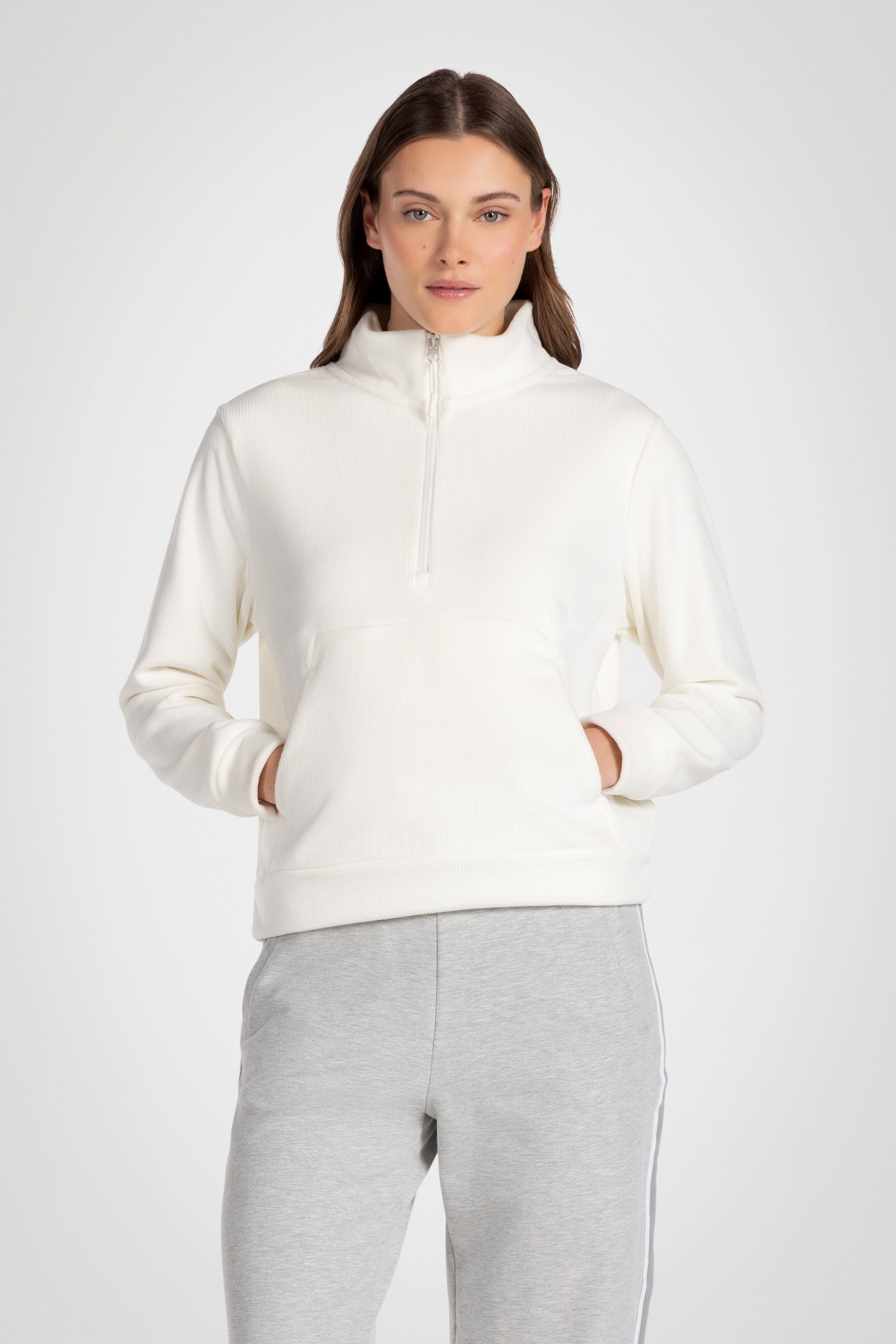 Rib Velour Quarter Zip Pullover