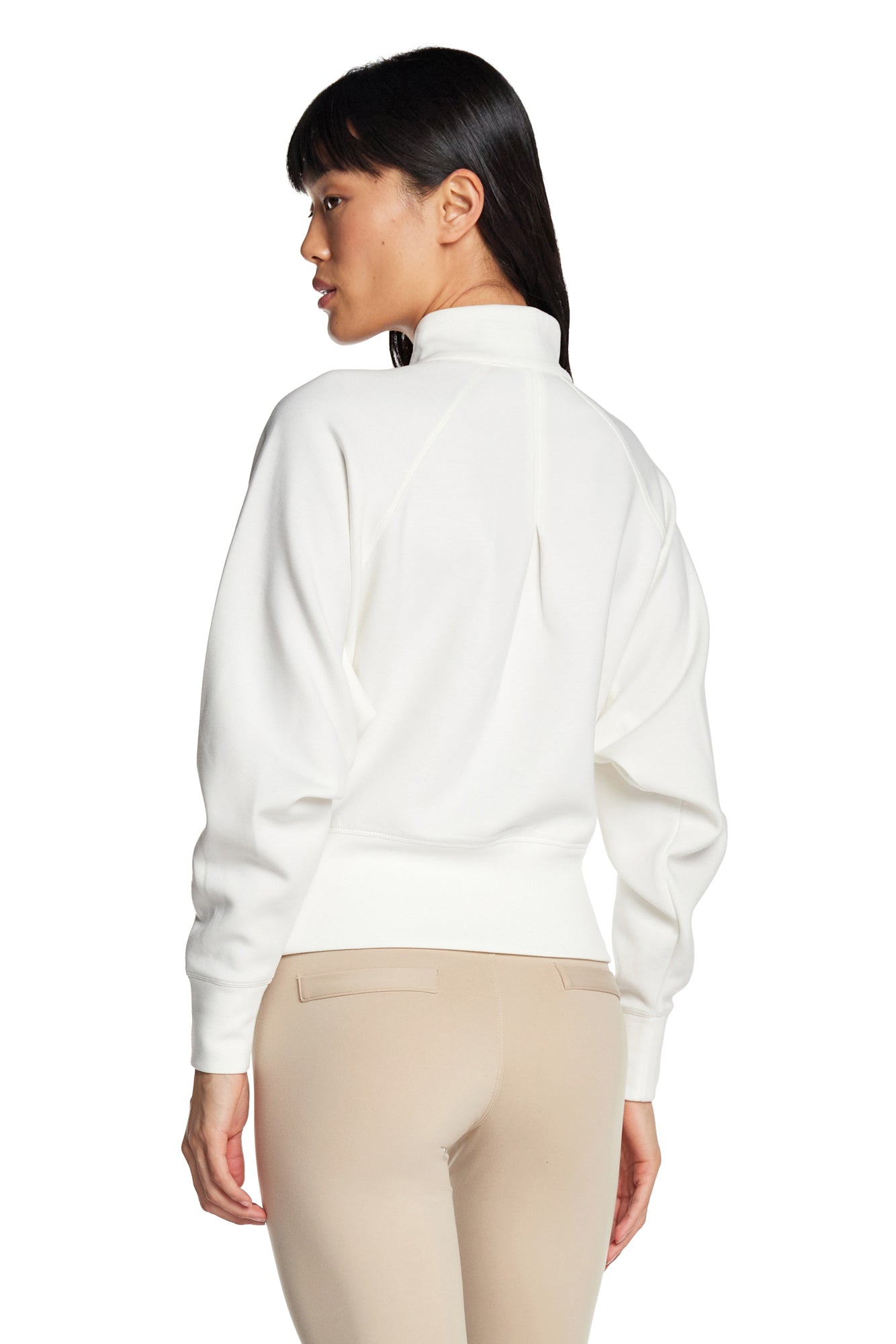 Stretch Knit Mock Neck Half-Zip Long Sleeve Top