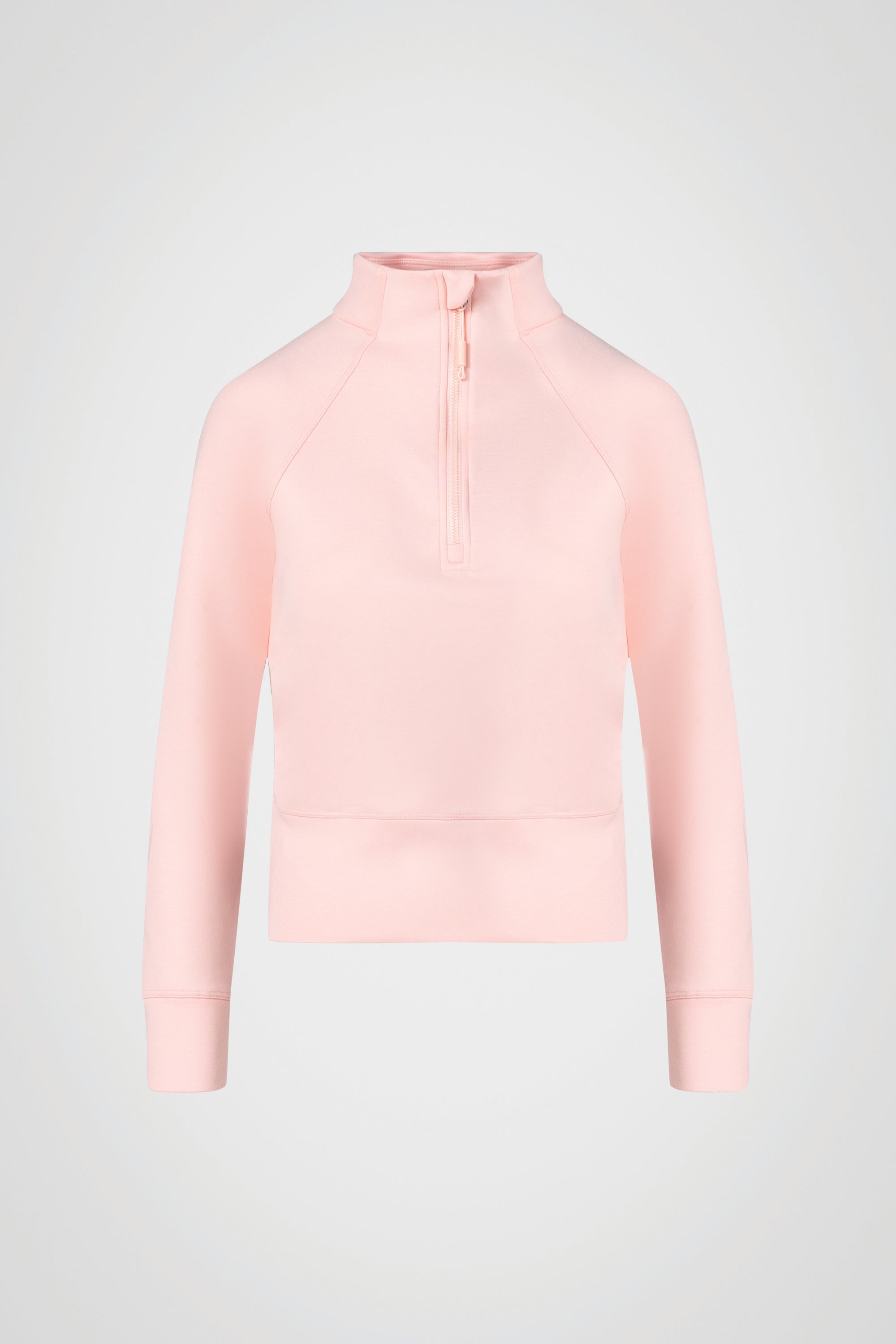 Stretch Knit Mock Neck Half-Zip Long Sleeve Top