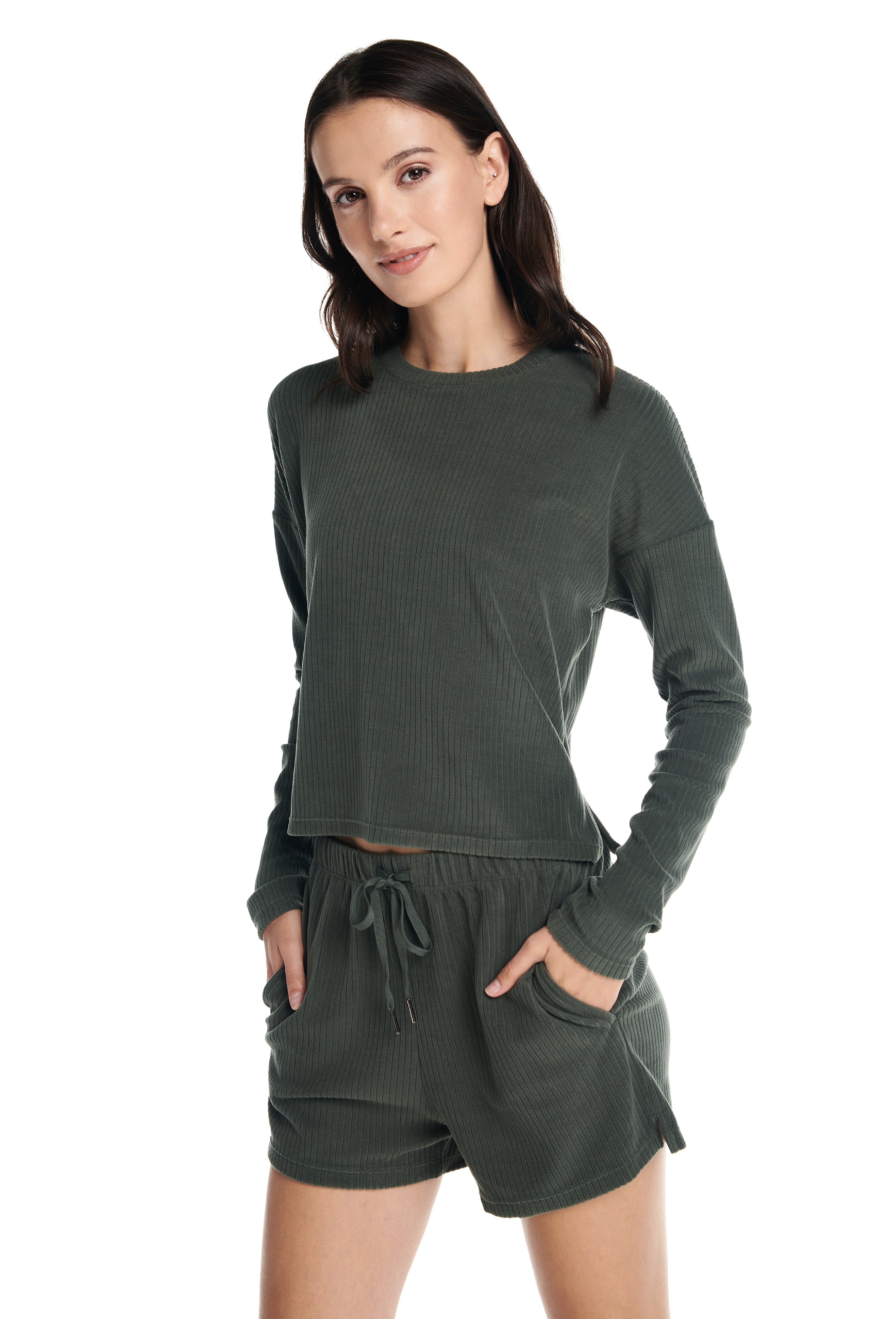 Velour Ribbed Lounge Shorts