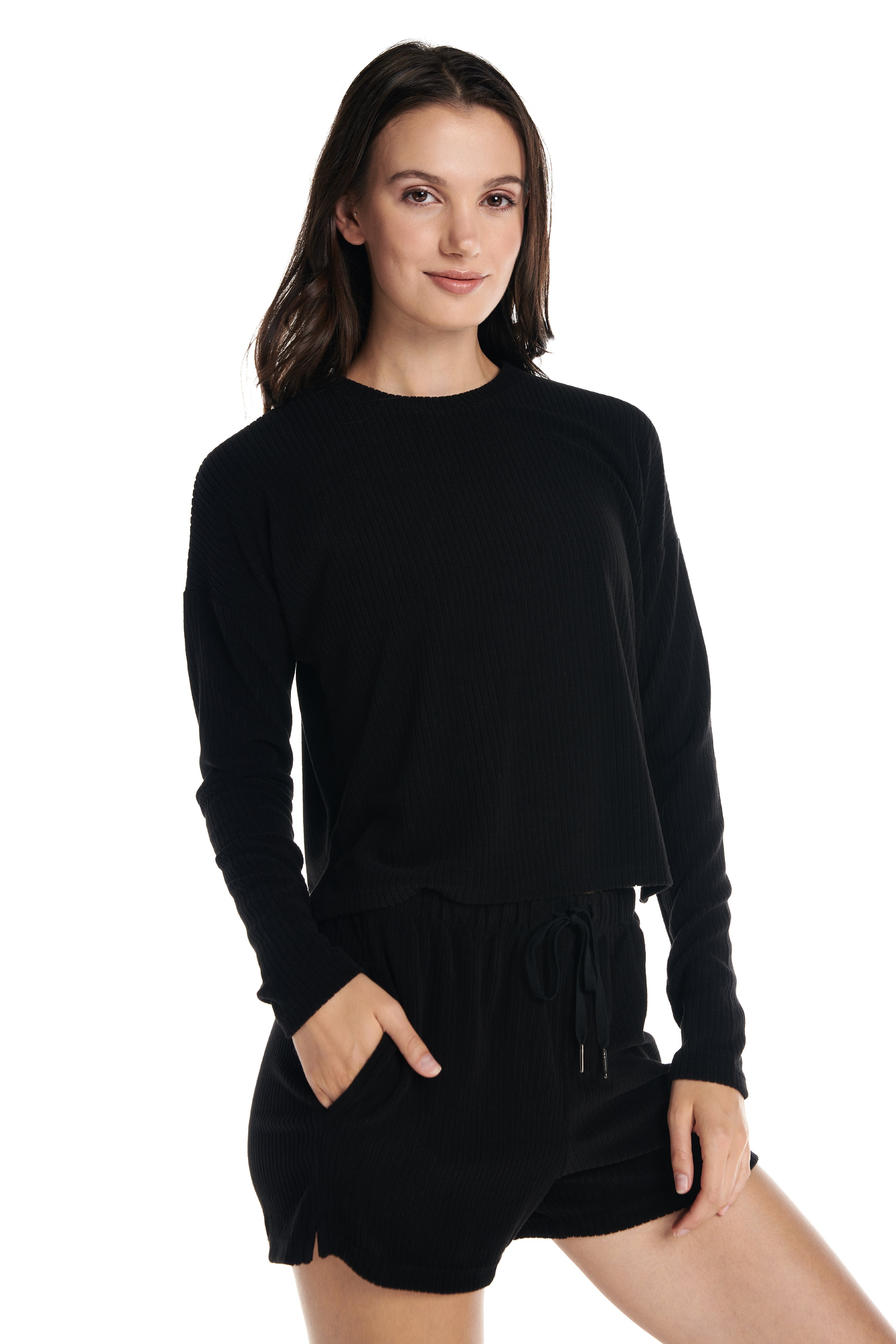 Velour Ribbed Lounge Shorts