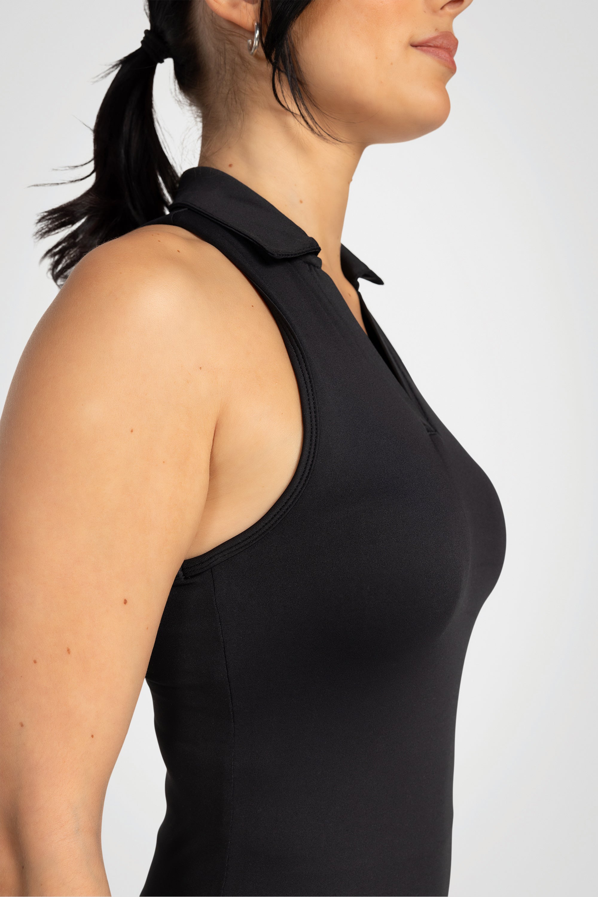 Lila Sleeveless Polo Top