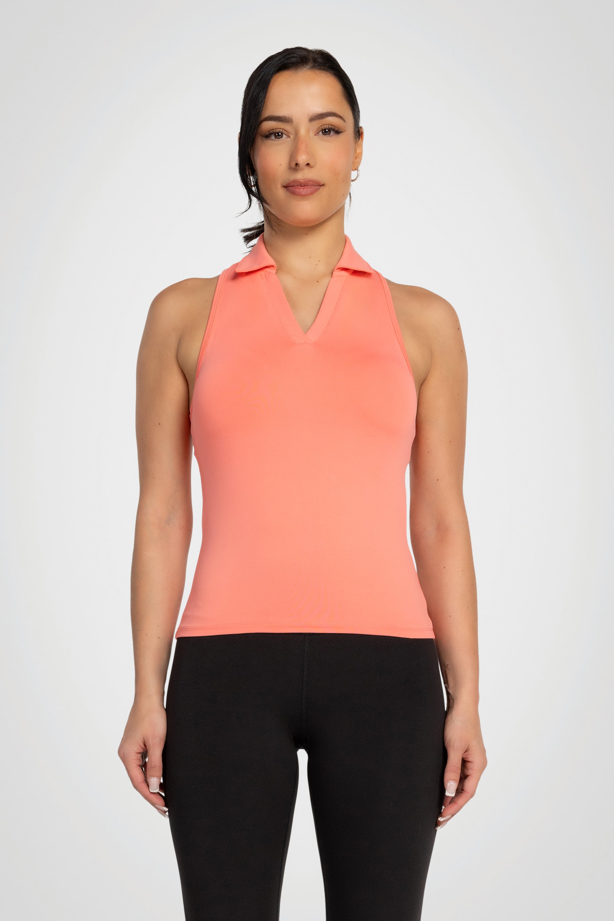 Lila Sleeveless Polo Top