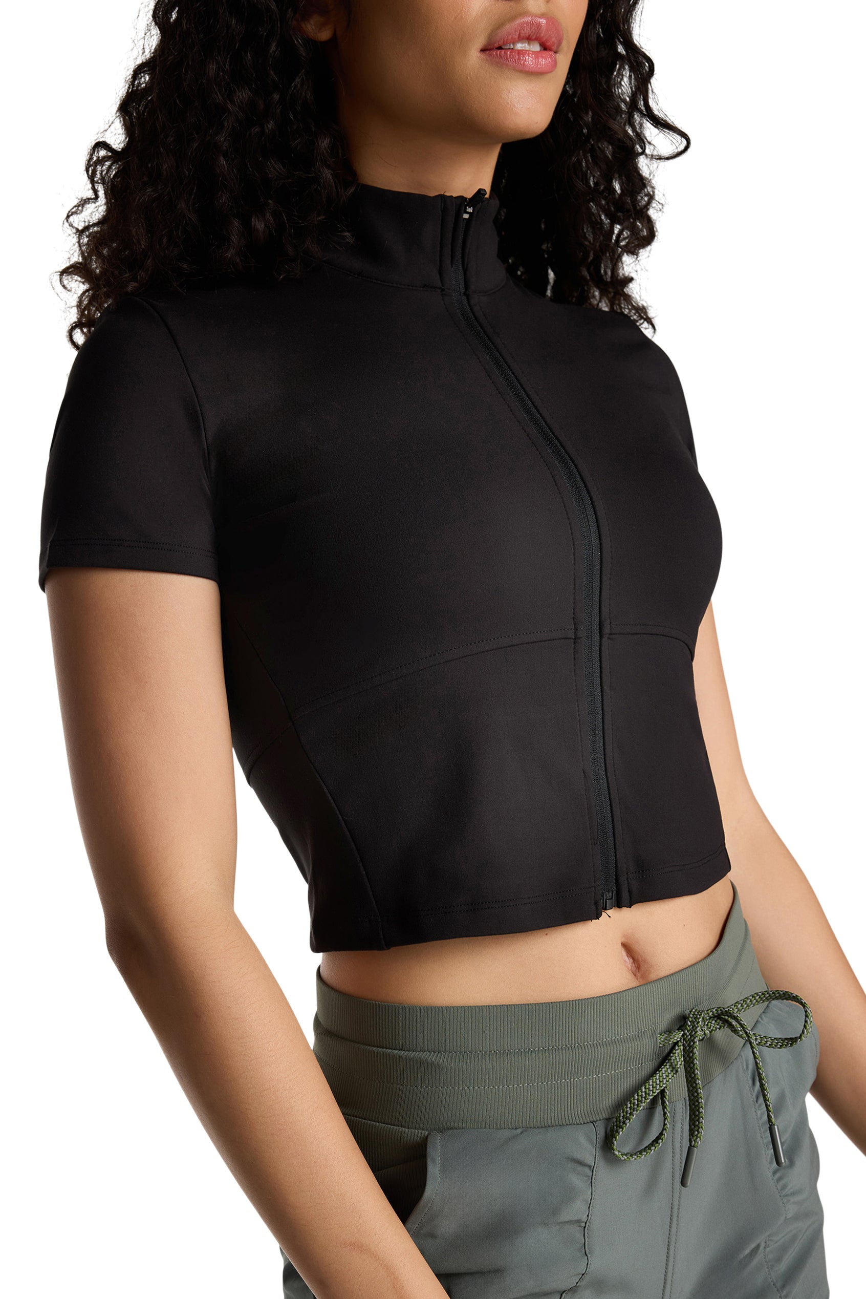 Mock Neck Zip Top
