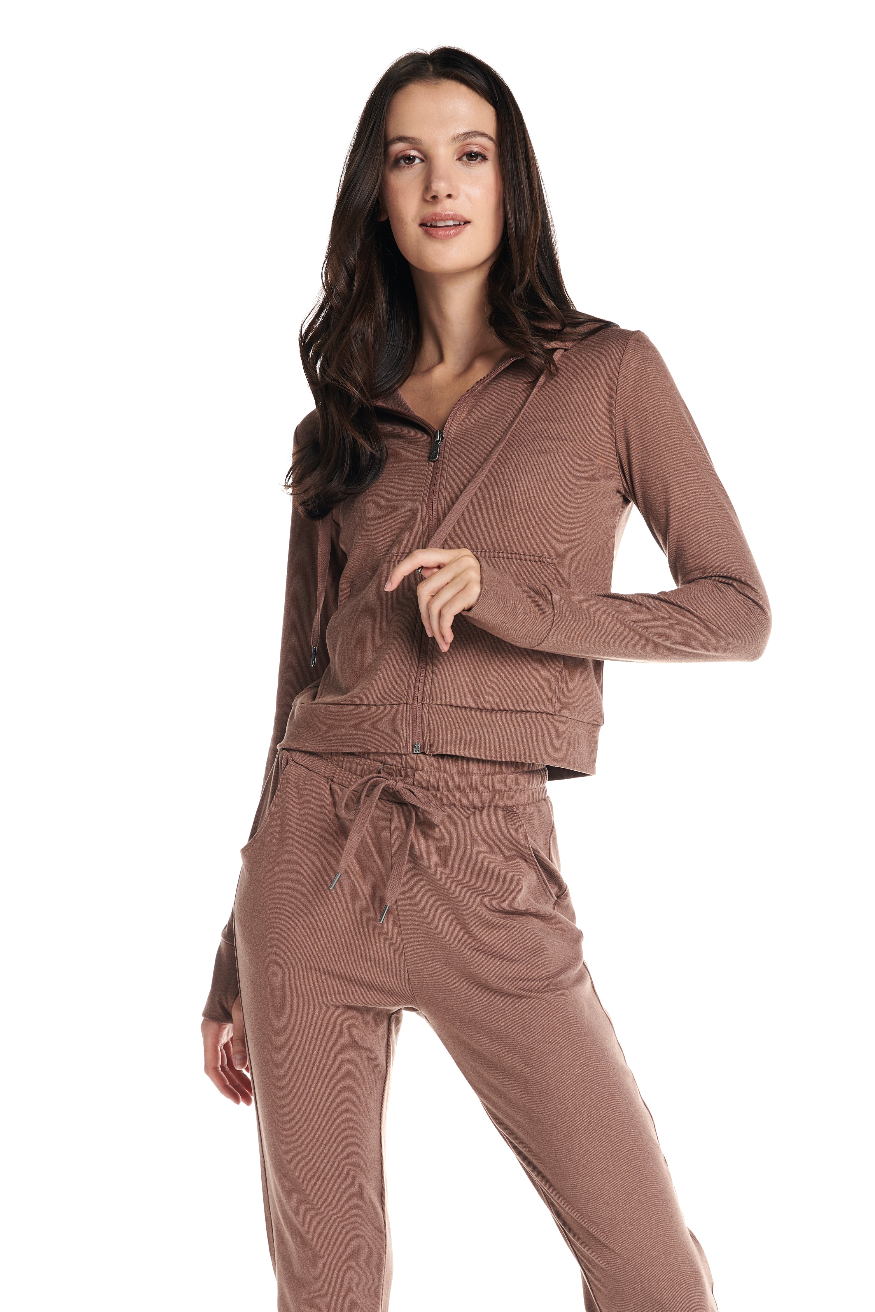 Apres Ski Ribbed Fleece Zip-Up Hoodie