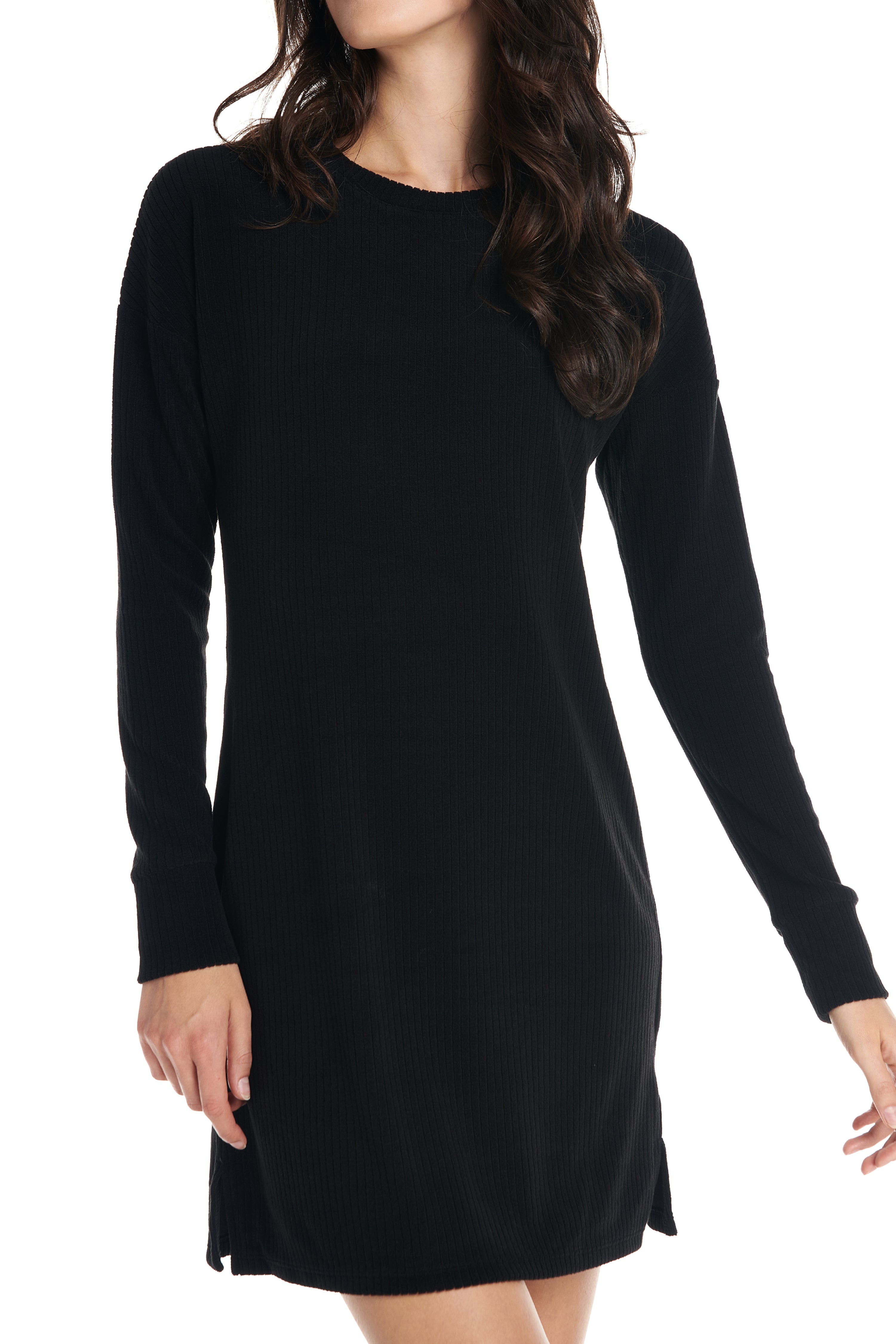 Velour Ribbed Lounge Longsleeve Dress
