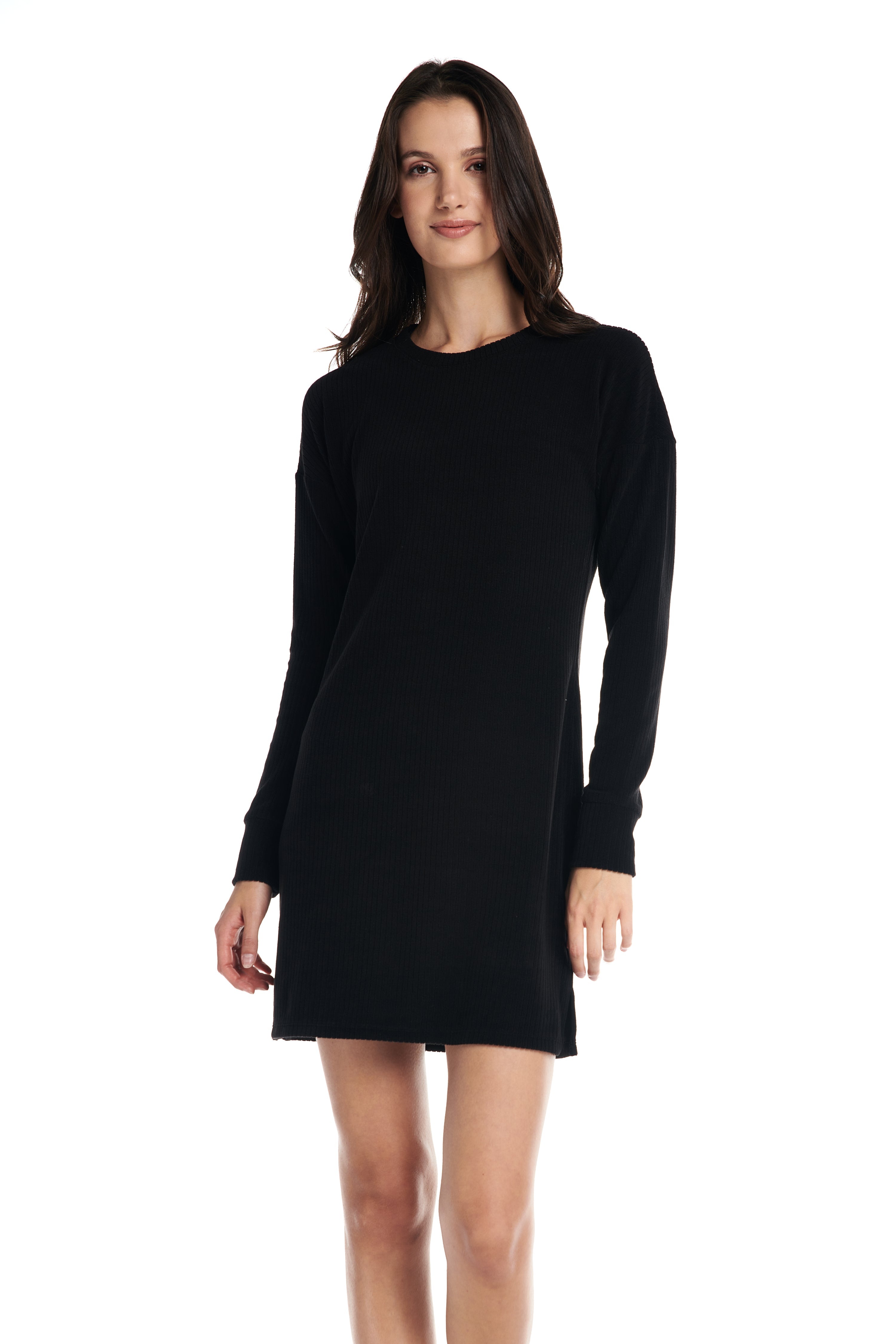 Velour Ribbed Lounge Longsleeve Dress
