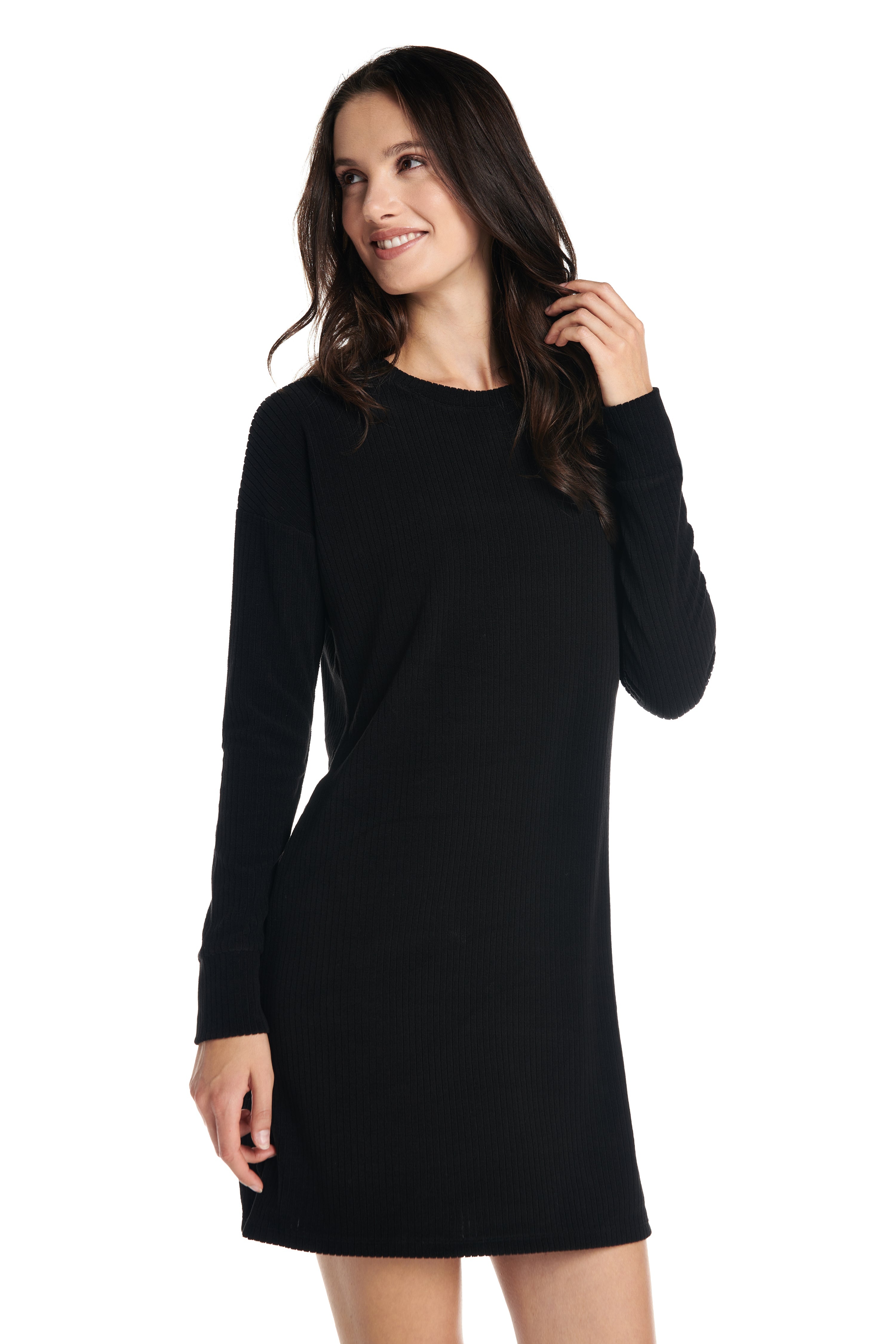 Velour Ribbed Lounge Longsleeve Dress