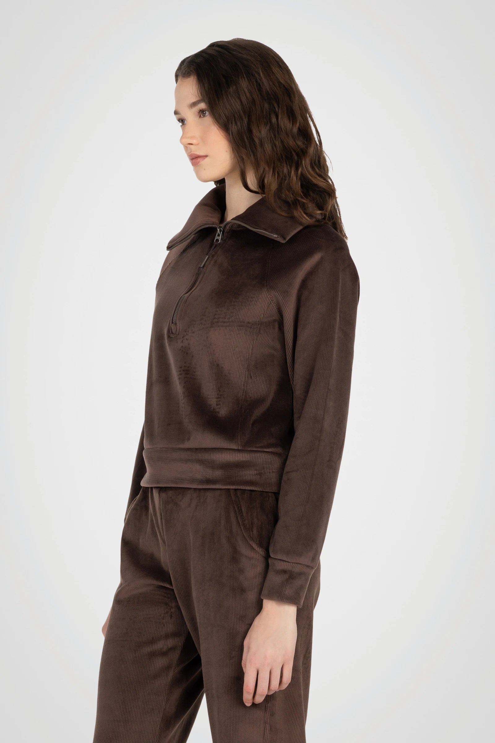 LuxeRib Velour 1/2 Zip Top
