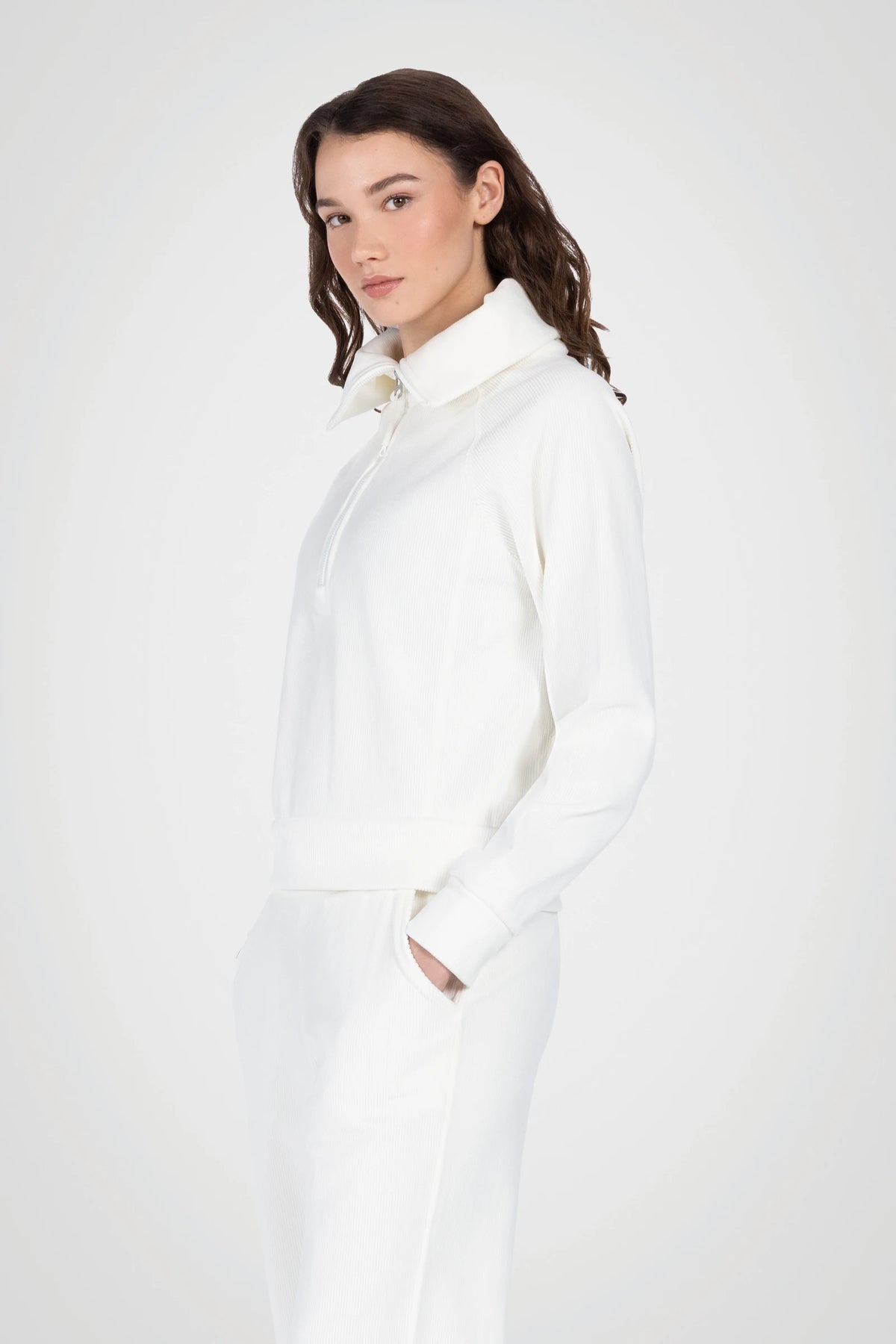LuxeRib Velour 1/2 Zip Top
