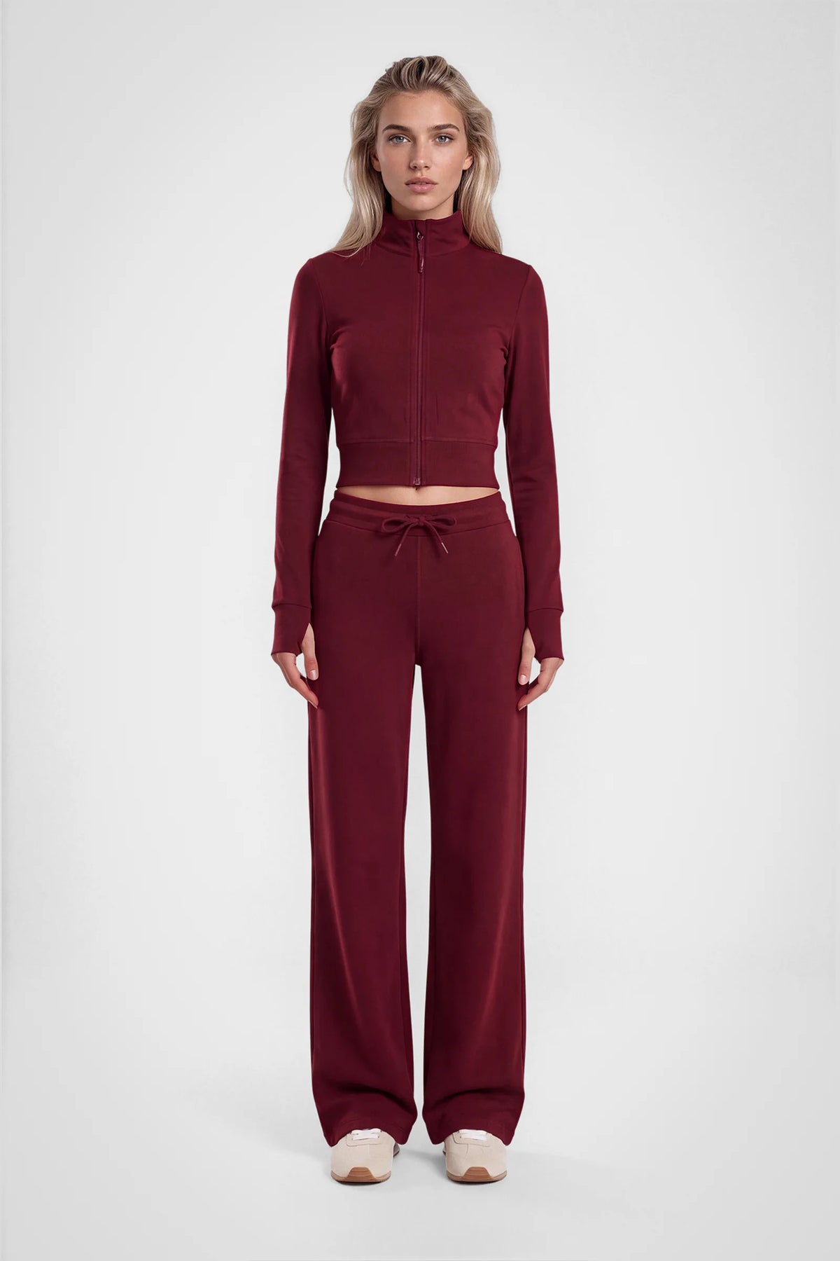 Aerelle Moss Jersey Funnel-Neck Jacket