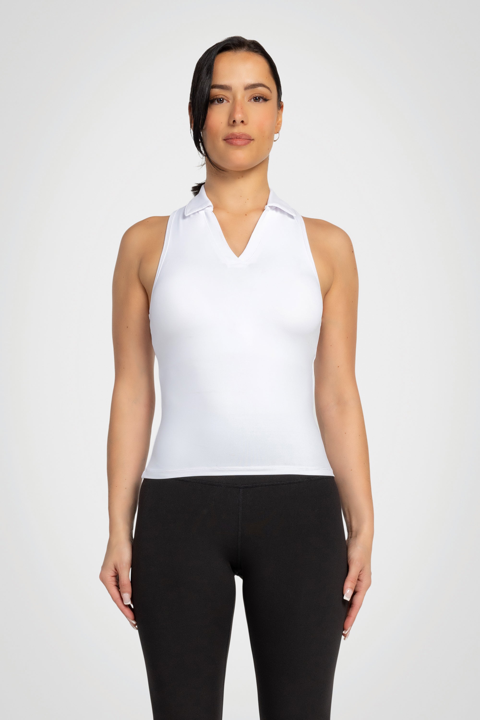 Lila Sleeveless Polo Top
