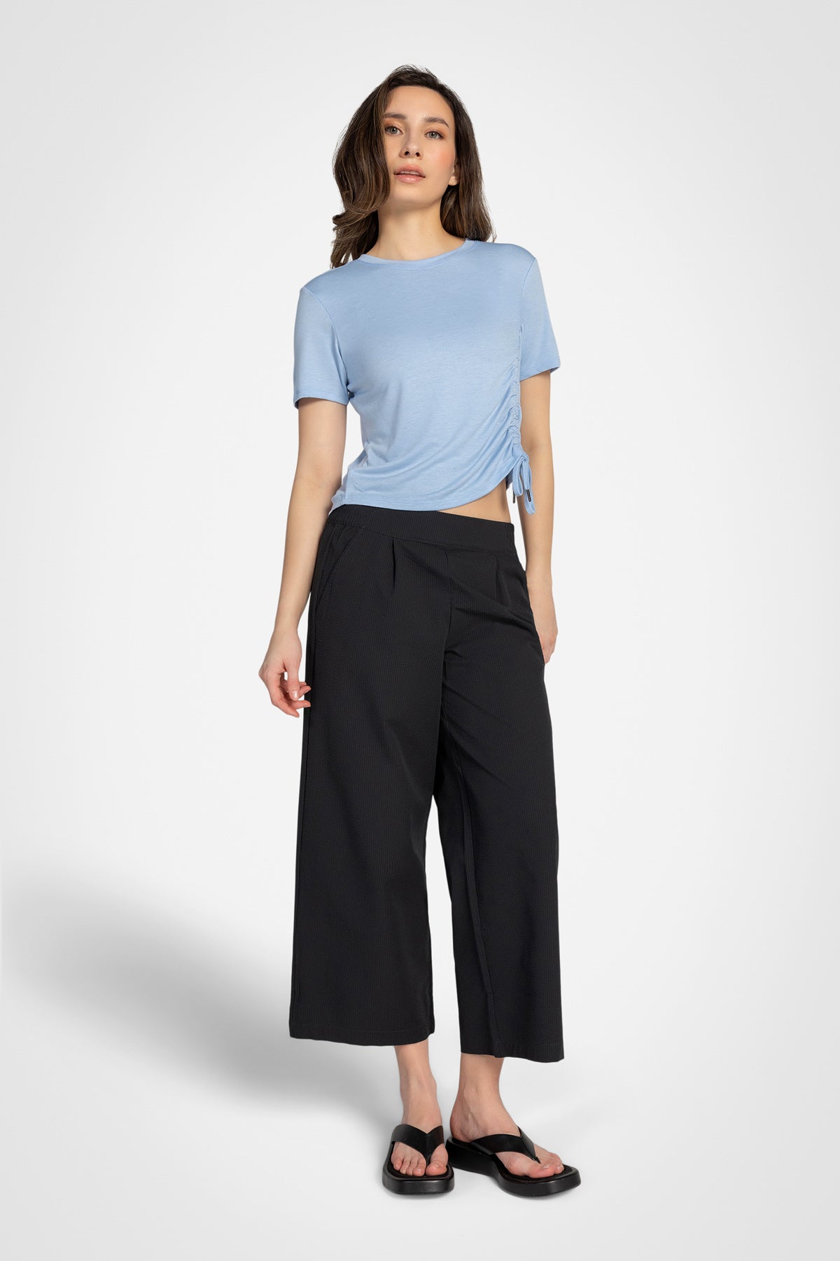 Seersucker Wide Crop Pant